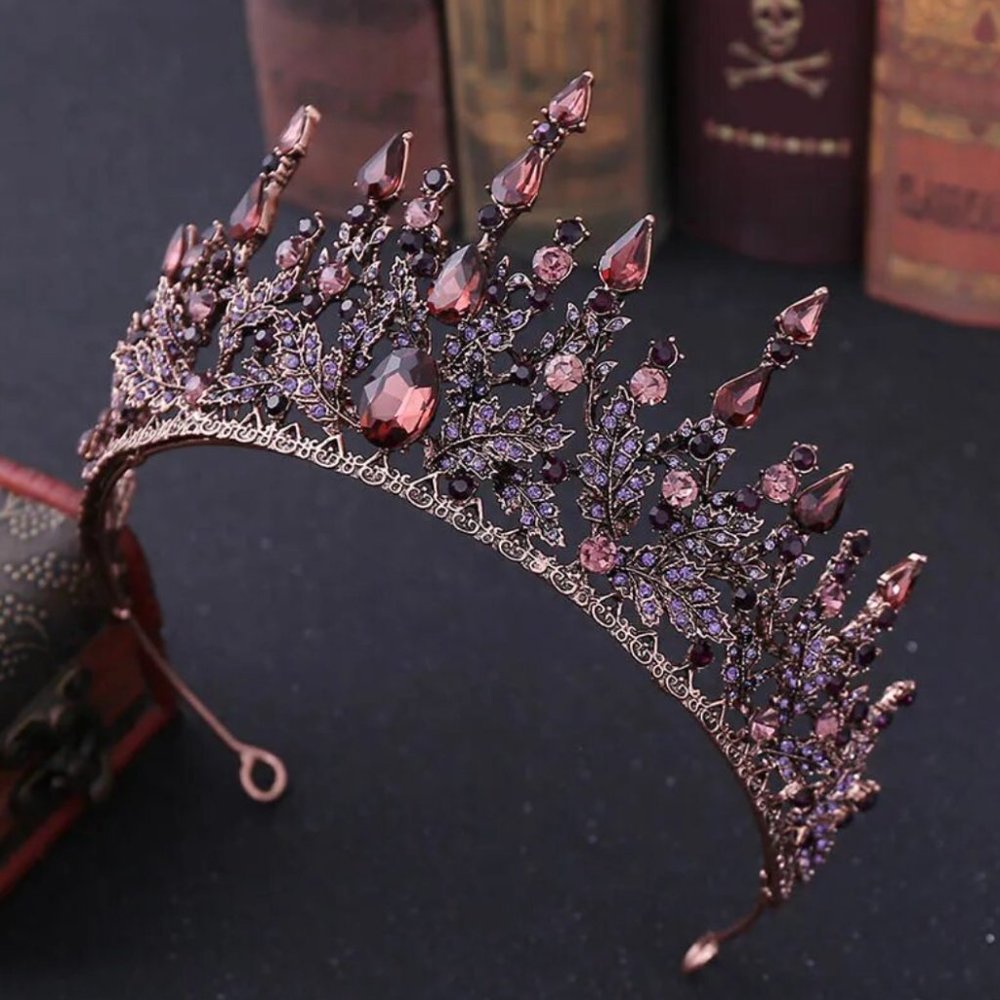 Dark Wedding Crown Hair Accessories Vintage Baroque Headbands Crystal Tiaras